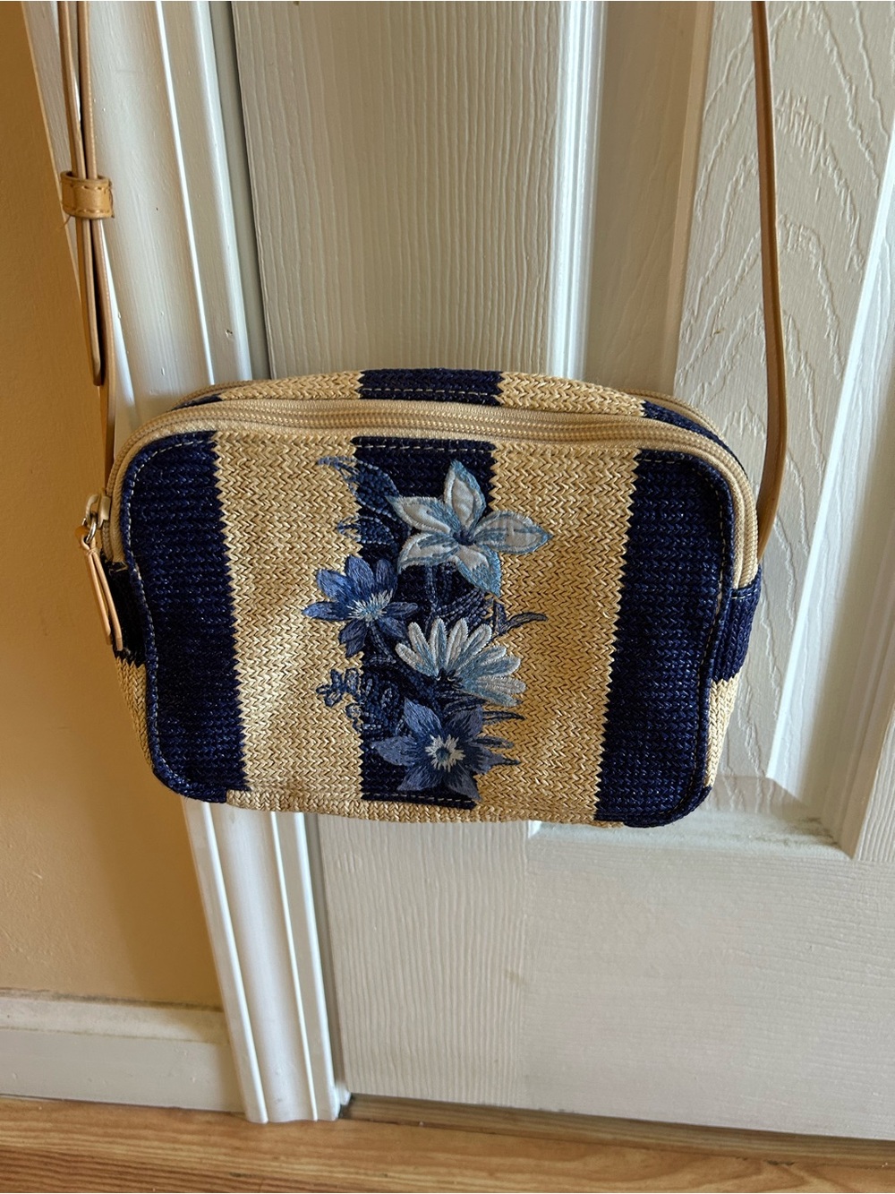 Vera Bradley Navy and Cream Floral Woven Crossbody